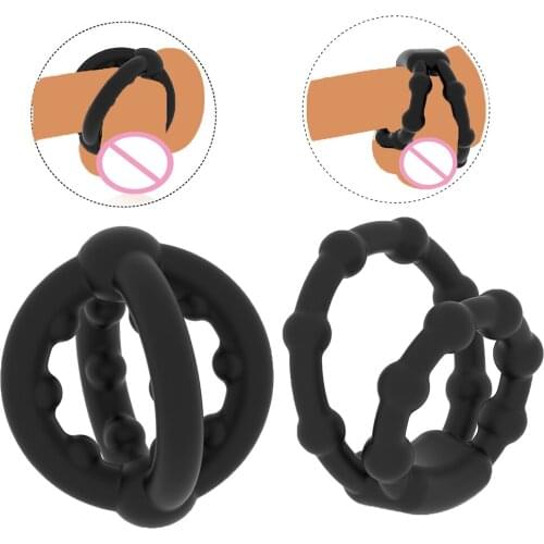 Silicone Dual Cock Ring Delay Ejaculation Erection Sex Toys for Men Penis Rings Scrotum Stretcher Dick Enlarger Ring Penis Cage