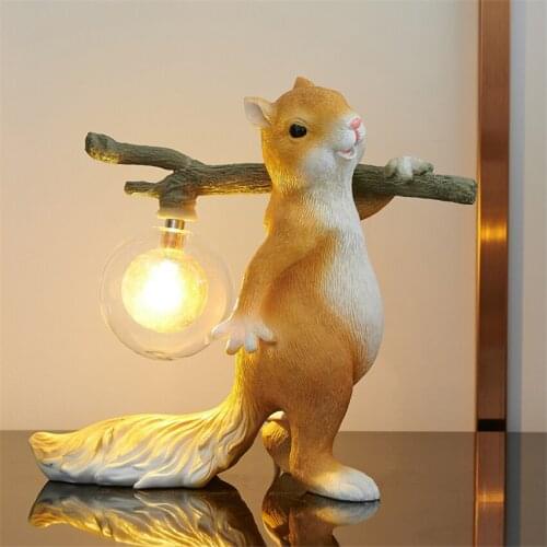 Nordic Cartoon Squirrel Table Lights Living Room Childrens Room Boy Girl Room Living Room Study Cute Dimming Decor Table Lamps