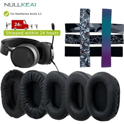 NULLKEAI Replacement Thicken Leather Earpads For SteelSeries Arctis 5/3 Headset Memory Sponge Cushion Sleeve