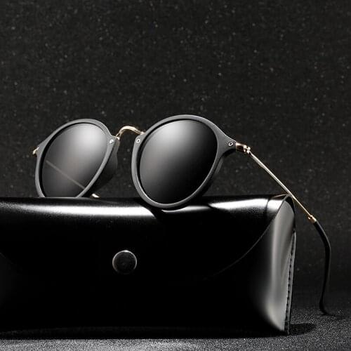 With Case Polaroid Sunglasses Unisex Round Vintage Sun Glasses Famous Brand Sunglases Polarized Sunglasses Retro for Women Men