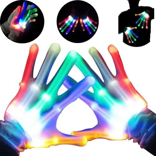 Light Up LED Skeleton Hand Gloves Masquerade Cosplay Festival Party Prop Scary Costume Halloween Novelty Christmas Gift for Kids