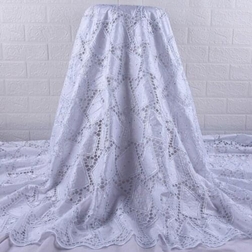 Zhenguiru White Color Embroidered Bazin Riche With Stones Lace Fabric African Bazin Fabric For Women Dress A1891