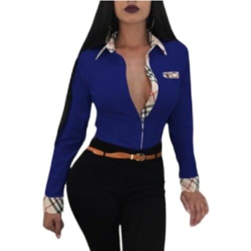 2021 New Womens Check Print Lapel Single-breasted Shirt Multicolor Long Sleeve Short Sleeve Contrast Top Temperament Elegant