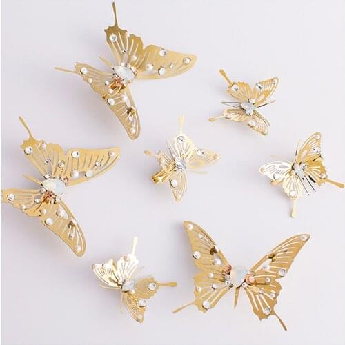1PC Trendy Golden Butterfly Dragonfly Hairpins Bridal Headpiece Wedding Hair Accessories Transparent Wings Dragonfly Hair Clip