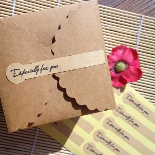 100pcs Especially for You Long Kraft Seal Sticker Gift Box Packing Candy Wrapping Lollipop Shape Paper Lable Sticker 7.8x1.5cm