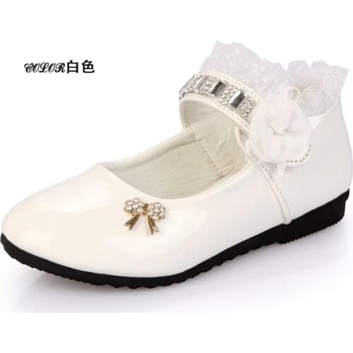 2021New Children Elegant Princess PU Leather Sandals Kids Girls Wedding Dress Party Beaded Shoes For Girls EUR21-36