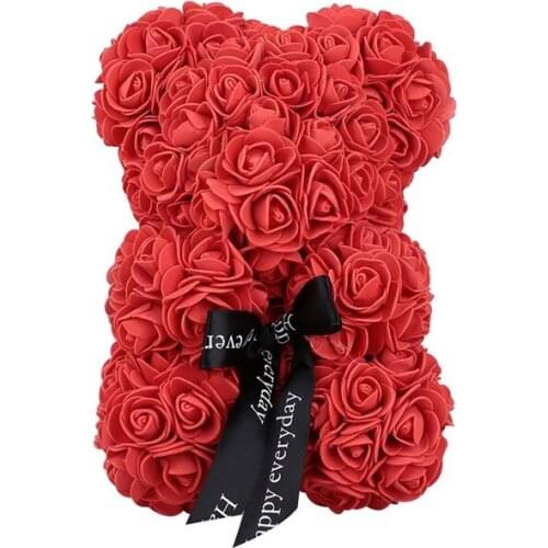 23Cm Foam Bear Of Roses Bear Rose Flower Artificial New Year Gifts For Women Valentines Gift