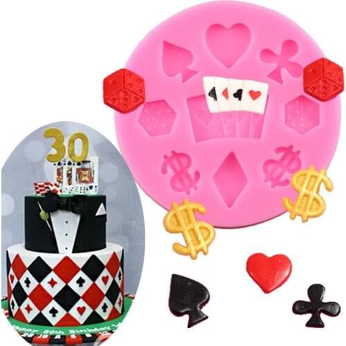 3D Poker Silicone Cake Mold DIY Non-stick Chocolate Candy Baking Decorating Tool Cake Baking Mold Home DIY Handmade Dessert Mold