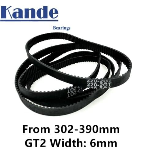 3D Printer Parts GT2 6mm Closed Loop Rubber Timing Belt 302 308 320 330 336 340 348 350 358 360 370 376 380 386 390mm 2GT 1pcs