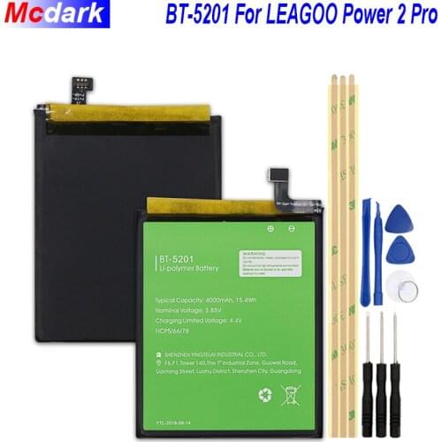 4000mAh BT-5201 Battery For LEAGOO Power 2 Pro Bateria Accumulator AKKU ACCU PIL Mobile Phone For LEAGOO Power 2 Pro+Tools