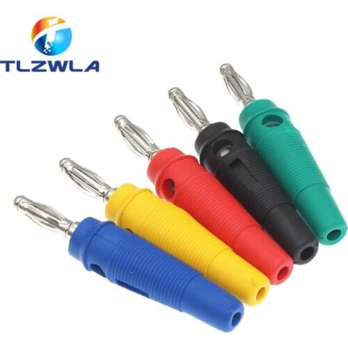 5pcs 4mm Banana Plugs Connector Solderless video Musical Speaker Stackable Cable Wire Pin Banana Plug Connectors Red Black blue