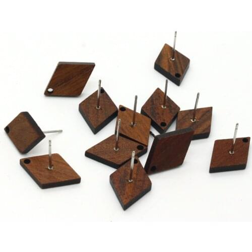 6pcs Vintage Geometric Rhombus Wooden Earring Charms Connector Findings DIY For Jewelry Make Earrings Base Accessory