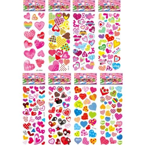 8 Sheets/pack beautiful love sticker Children cute cartoon heart-shaped bubble PVC stickers for kids girls scrapbook
