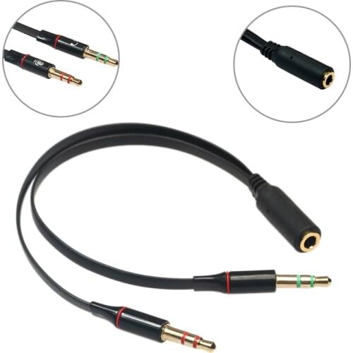 3.5mm Jack Microphone Headset Audio Splitter Cable To 2 Headphone Mic Aux Extension Cables For Phone Laptop PC Accessories