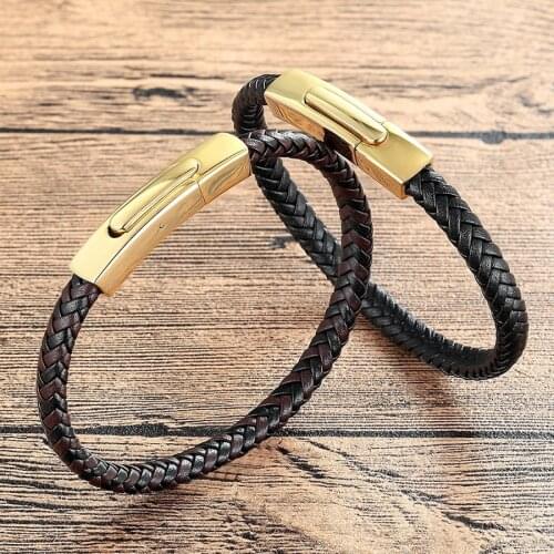 XQNI Different Color Weaved Interlocking Design of Men Bracelet or Women Pressure Button Genuine Leather Bracelet Special Gift
