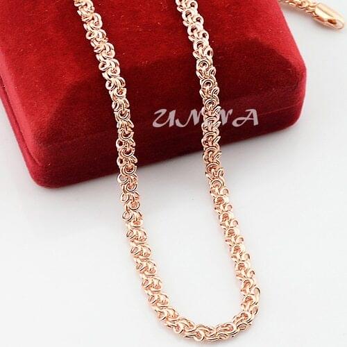 5mm 20inch 24inch Mens Womens Accessories Solid Rose Gold Color Link Chain Necklace Jewelry Fashion NEW(All NO red box)