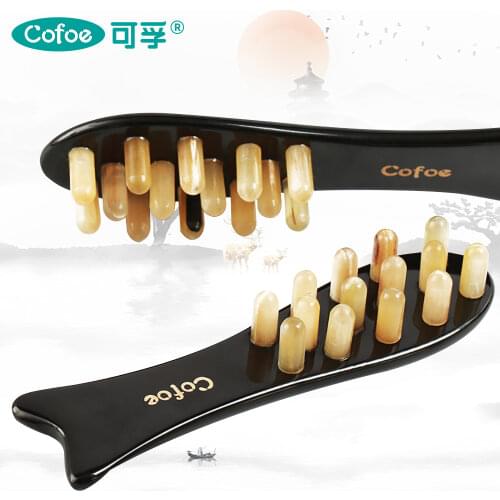 Cofoe Fish-shape Scraping Massage Horn Comb Anti-static Acupuncture Point Massage Head Shoulder & Neck GuaSha Head Physiotherapy