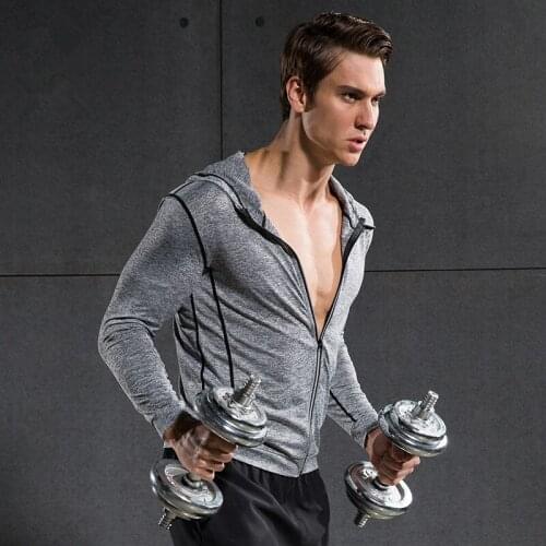 Men Sports Running Jackets Quick Dry Gym Hoodies Fitness Training Workout Jogging Sportswear Basketball Jersey Reflective Zipper