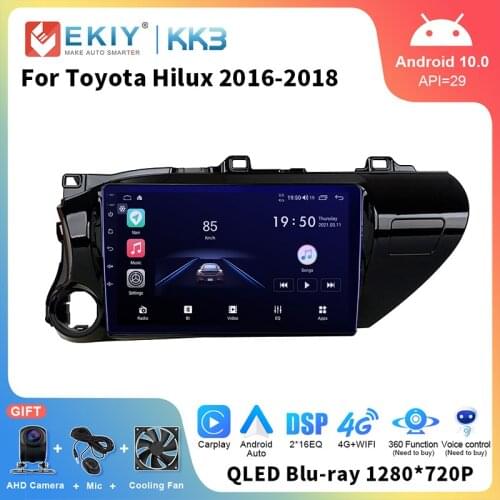 EKIY DSP Android 10.0 Car Multimedia Player For Toyota Hilux 2016-2018 Left/Right Hand Auto Radio Stereo GPS Navigation Carplay