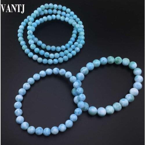 VANTJ Elegant Natural Blue Larimar Bracelet Fine Jewelry for Women Lady Party Bridal Wedding Gift