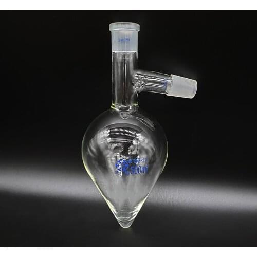 Pear shaped distillation flask,Capacity 500ml,Female 24/29,Male 24/29,Pear-shaped flask,Distilling flask pear shape