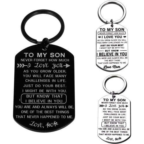 To My Son Keychain from Mom Inspirational Gift I Love You Birthday Graduation Christmas Gift for Him Boys Teenage Pendant Charm
