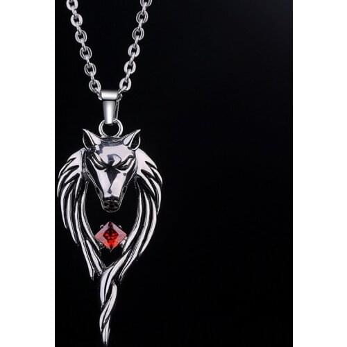 Quality Wolf Head Pendant necklace men women pendant rhinestone cross chain biker jewelry animal vintage punk necklace chain