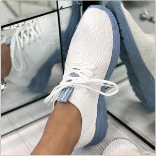Summer Women Shoes Knitting Socks Shoes White Platform Sneakers Casual Fashion Breathable Mesh Sneakers Vulcanized Shoes Woman