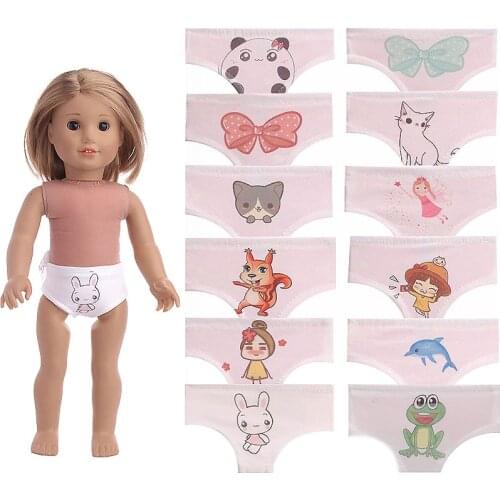 Doll Clothes 100%Cotton Cute Cartoon Print Panties,Underwear For 18Inch American &43cm Baby Accessories,Girls Toys Free Shipping