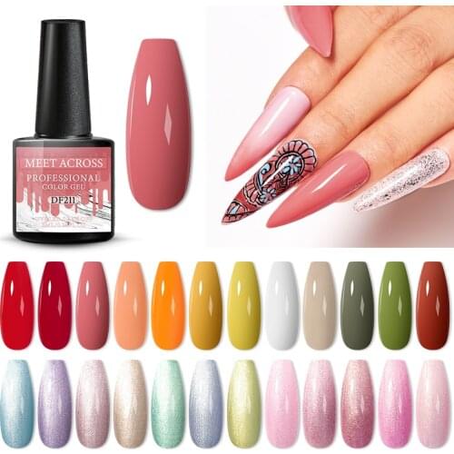 MEET ACROSS Nail Polish 8ml Gel Varnish Paint Semi Permanent Nails Art Gel Nail Polish For Manicure Gellak Top Coat Gel Polish