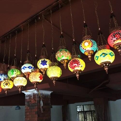 Coffee restaurant pendantTurkey single head small pendant lamps lights lighting color glass mosaic art creative zcl ZA BXY21