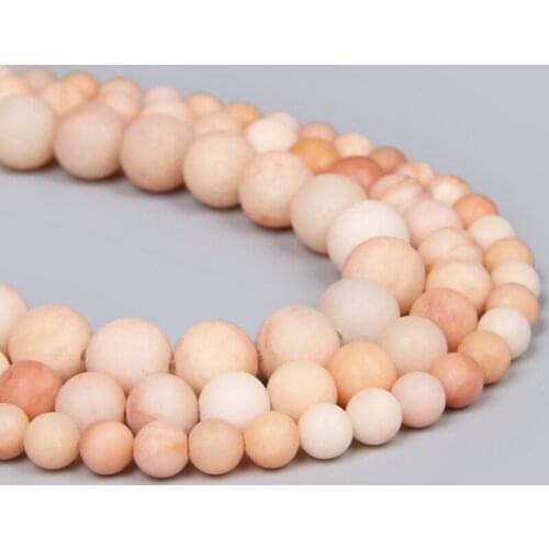 Matte Natural Original Mineral Pink Aventurine Jades Round Loose Spacer Stone Beads For Jewelry Making 15" Diy Bracelet Necklace