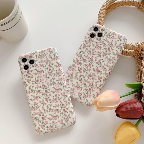 Korea Style Cute Matte Floral Phone Case for iPhone 11 11Pro Max X XSmax XR 7 8 Plus Soft TPU Pink Flower Shockproof Back Cover