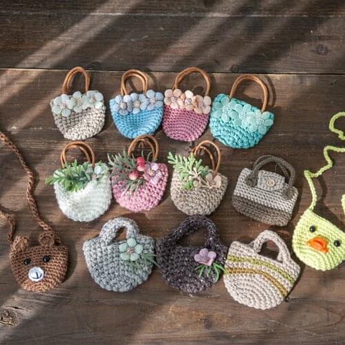 Jane Z Ann Newborn photography hand crochet mini cartoon Mori photo props decoration studio shooting creative mini tiny handbag