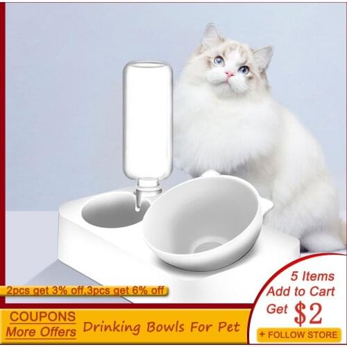 Cat Bowl High Quality Round Pet Feeding Drinking Bowls For Dogs Cat Pet Feeder White Protects Cervical Spine Health Dust-proof