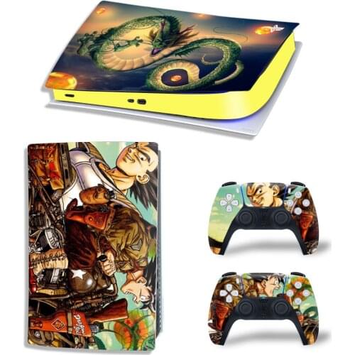 Anime Goku New PS5 Digital Edition Skin Sticker Decal Cover for PlayStation 5 Console and 2 Controllers PS5 Skin Sticker Vinyl