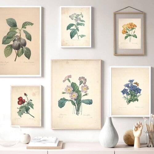 Wall Art Nordic Plant Art Plant Painting Flowers Blooming Green Leaves Frameless Art Poster Home Decor Art Wall Poster Print