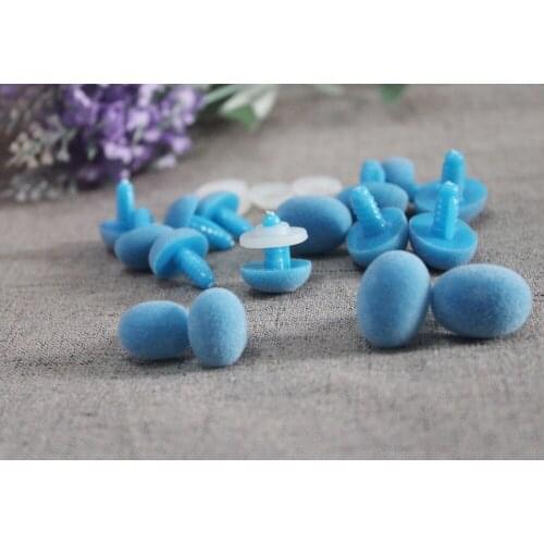 New 13x17mm/15x22mm Oval shape blue color clean flocking toy nose safety toy nose+hard washer for diy plush doll findings-100pcs