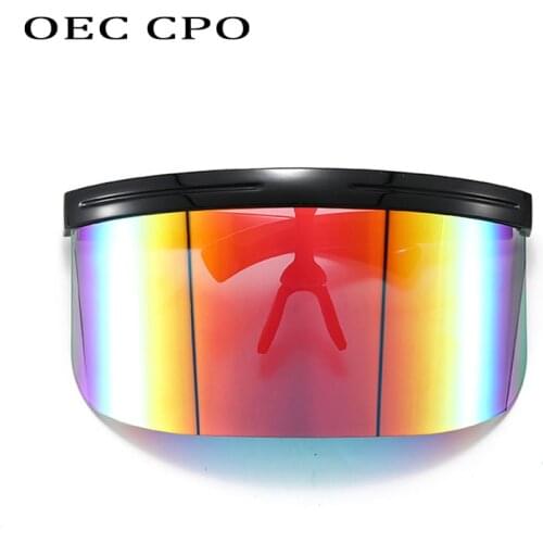Oversized Windproof Mask Goggles Sunglasses Women Fashion One Piece Rimless Sunglasses Men Outdoor UV400 Crystal Glasses O960