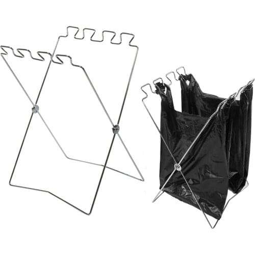 Outdoor Camping Portable Foldable Trash Bag Holder Stand Garbage Hanging Rack
