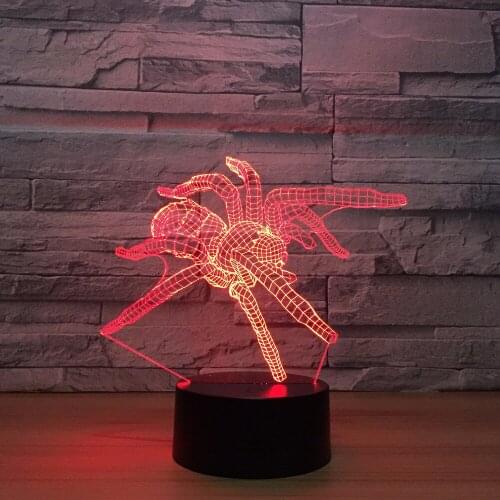 Spider 3d Led Lamp Integrated Plastic Base Acrylic 3d Light Fixtures Guide Projection Personalized Night Light