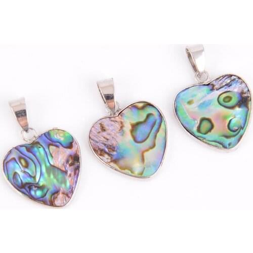 Natural Paua Shell Pendants Love Heart Pendant for Necklaces 2019 Abalone Colorful Jewelry Girlfriend Boyfriend Gifts D385