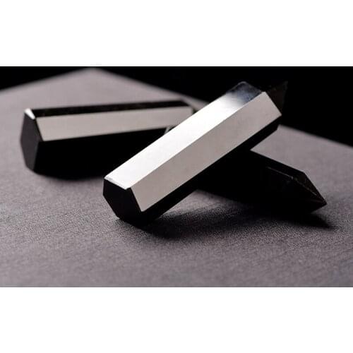 Natural Obsidian Black Obelisk Tower Quartz Stone Point Hexagonal Wand SDF-SHIP