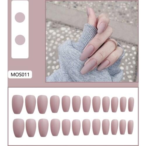 Dropship Soft Pink Purple Matte False Nails Light Lilac Color Frosted Women Fake Nail Top Finish Designs Finger Nail Art Tips