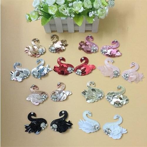 SWAN Handmade beaded multicolor sequins socks shirt pants skirt hat cloth stickers ZA48