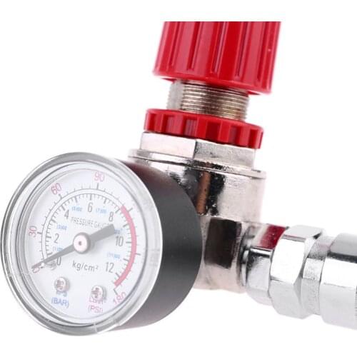 10mm Pressure Regulator Zinc alloy Switch Valve Gauge w Male/Female Connector for Air Compressor