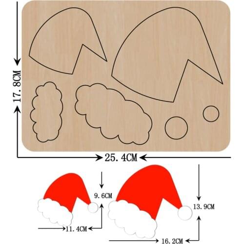 Christmas Hat Keychain Birthday Cake Decor Plug-in Flag Handwork Wooden Mold Wood Dies Leather Cloth Paper Craft Clothes Pendant