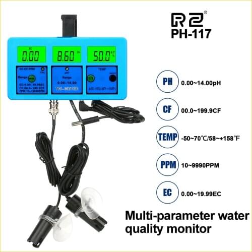 RZ 5 in 1 Multi-parameter PH EC Temperature Meter Aquarium Tester LCD Water Quality Analysis Device PH Monitor