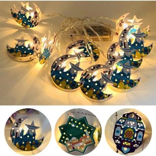 Fairy String Light 10 LED Festival Lamp Eid Mubarak Ramadan Islam Muslim Home Decoration Light Party Hanging Decor Pendant 2021