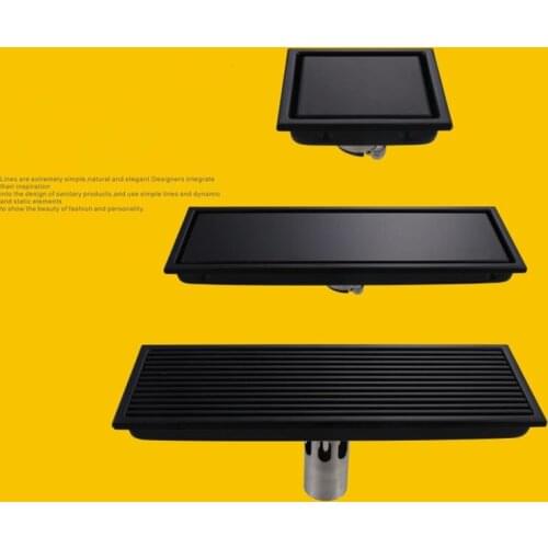Floor Drain Odorless Invisible Floor Drain bathroom 304 stainless steel Black Rectangle Floor drain shower room shower drainer